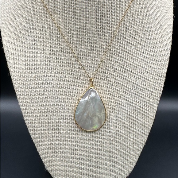 Elegant Mother of PearlTeardrop Pendant Necklace on 14k Gold Fill Chain - Picture 1 of 1